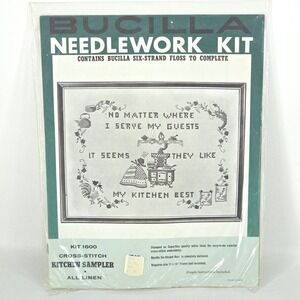 Bucilla Kitchen Sampler 11x14 Cross Stitch Kit 1600 Cottagecore‎ Linen Vintage